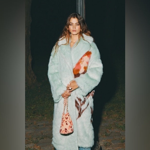 Free People Fluffy Flower Coat Seafoam Combo XS - Picture 7 of 12